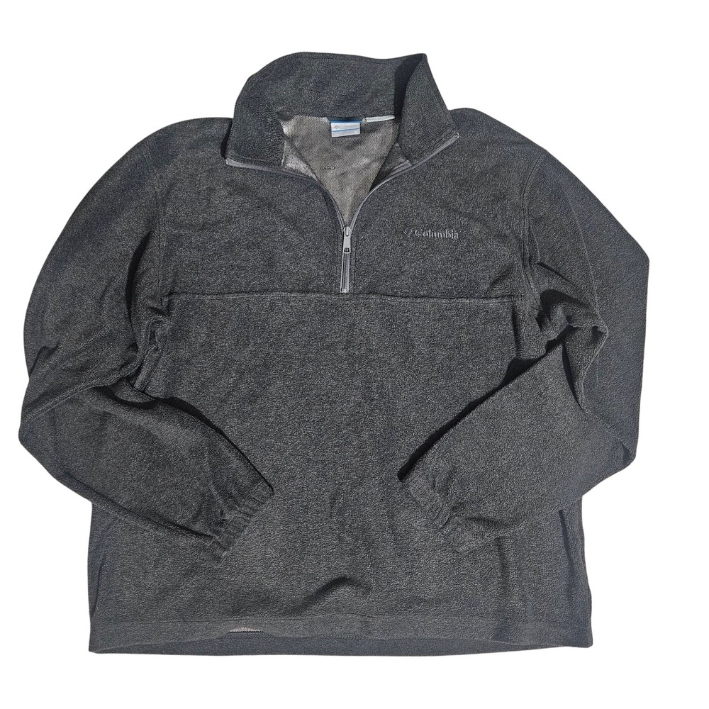 Columbia Omni-Heat Fleece Pullover Mens XL Gray Quarter Zip Thermal Sweater